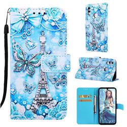 Tower Butterfly Matte Leather Wallet Phone Case for Huawei Honor 10 Lite