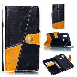 Retro Magnetic Stitching Wallet Flip Cover for Huawei Honor 10 Lite - Black