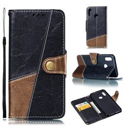 Retro Magnetic Stitching Wallet Flip Cover for Huawei Honor 10 Lite - Dark Gray