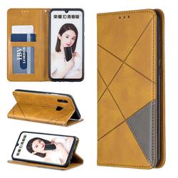 Prismatic Slim Magnetic Sucking Stitching Wallet Flip Cover for Huawei Honor 10 Lite - Yellow