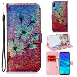 Magnolia Laser Shining Leather Wallet Phone Case for Huawei Honor 10 Lite