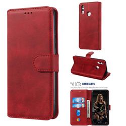 Retro Calf Matte Leather Wallet Phone Case for Huawei Honor 10 Lite - Red