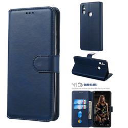 Retro Calf Matte Leather Wallet Phone Case for Huawei Honor 10 Lite - Blue
