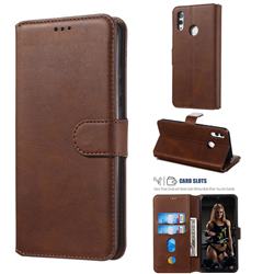 Retro Calf Matte Leather Wallet Phone Case for Huawei Honor 10 Lite - Brown