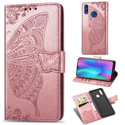 Embossing Mandala Flower Butterfly Leather Wallet Case for Huawei Honor 10 Lite - Rose Gold