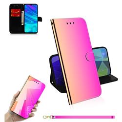 Shining Mirror Like Surface Leather Wallet Case for Huawei Honor 10 Lite - Rainbow Gradient