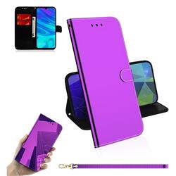 Shining Mirror Like Surface Leather Wallet Case for Huawei Honor 10 Lite - Purple