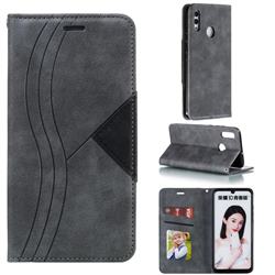 Retro S Streak Magnetic Leather Wallet Phone Case for Huawei Honor 10 Lite - Gray