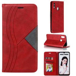 Retro S Streak Magnetic Leather Wallet Phone Case for Huawei Honor 10 Lite - Red