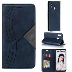 Retro S Streak Magnetic Leather Wallet Phone Case for Huawei Honor 10 Lite - Blue