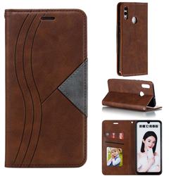 Retro S Streak Magnetic Leather Wallet Phone Case for Huawei Honor 10 Lite - Brown