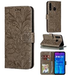 Intricate Embossing Lace Jasmine Flower Leather Wallet Case for Huawei Honor 10 Lite - Gray