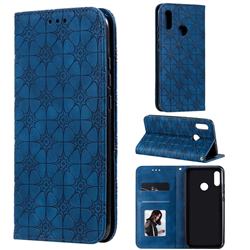 Intricate Embossing Four Leaf Clover Leather Wallet Case for Huawei Honor 10 Lite - Dark Blue