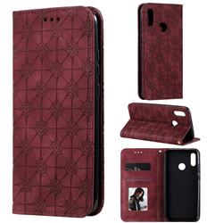 Intricate Embossing Four Leaf Clover Leather Wallet Case for Huawei Honor 10 Lite - Claret