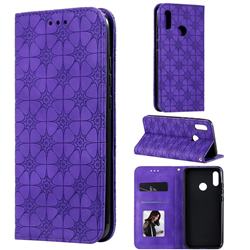 Intricate Embossing Four Leaf Clover Leather Wallet Case for Huawei Honor 10 Lite - Purple