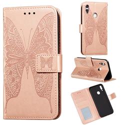Intricate Embossing Vivid Butterfly Leather Wallet Case for Huawei Honor 10 Lite - Rose Gold