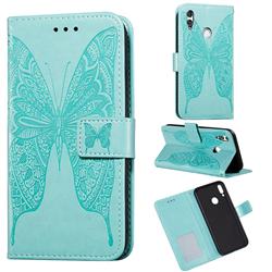 Intricate Embossing Vivid Butterfly Leather Wallet Case for Huawei Honor 10 Lite - Green