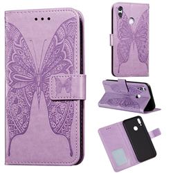 Intricate Embossing Vivid Butterfly Leather Wallet Case for Huawei Honor 10 Lite - Purple