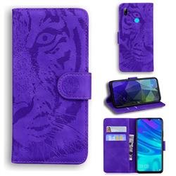 Intricate Embossing Tiger Face Leather Wallet Case for Huawei Honor 10 Lite - Purple