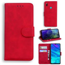 Retro Classic Skin Feel Leather Wallet Phone Case for Huawei Honor 10 Lite - Red