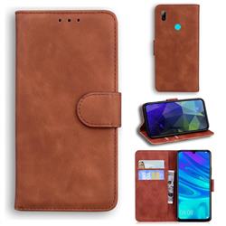 Retro Classic Skin Feel Leather Wallet Phone Case for Huawei Honor 10 Lite - Brown