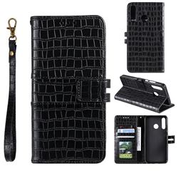 Luxury Crocodile Magnetic Leather Wallet Phone Case for Huawei Honor 10 Lite - Black