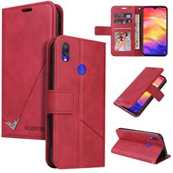 GQ.UTROBE Right Angle Silver Pendant Leather Wallet Phone Case for Huawei Honor 10 Lite - Red