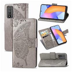 Embossing Mandala Flower Butterfly Leather Wallet Case for Huawei Honor 10X Lite - Gray