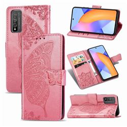 Embossing Mandala Flower Butterfly Leather Wallet Case for Huawei Honor 10X Lite - Pink