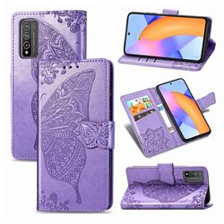 Embossing Mandala Flower Butterfly Leather Wallet Case for Huawei Honor 10X Lite - Light Purple