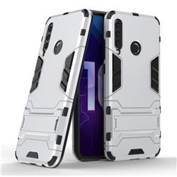 Armor Premium Tactical Grip Kickstand Shockproof Dual Layer Rugged Hard Cover for Huawei Honor 10i - Silver