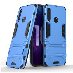 Armor Premium Tactical Grip Kickstand Shockproof Dual Layer Rugged Hard Cover for Huawei Honor 10i - Light Blue