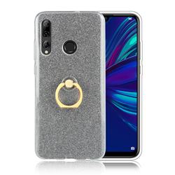 Luxury Soft TPU Glitter Back Ring Cover with 360 Rotate Finger Holder Buckle for Huawei Honor 10i - Black