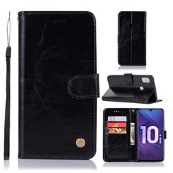 Luxury Retro Leather Wallet Case for Huawei Honor 10i - Black
