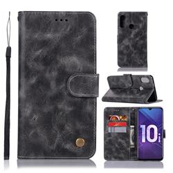 Luxury Retro Leather Wallet Case for Huawei Honor 10i - Gray