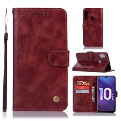 Luxury Retro Leather Wallet Case for Huawei Honor 10i - Wine Red
