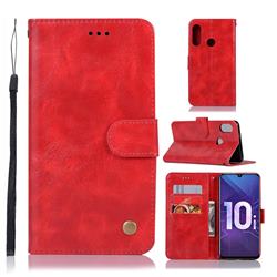 Luxury Retro Leather Wallet Case for Huawei Honor 10i - Red