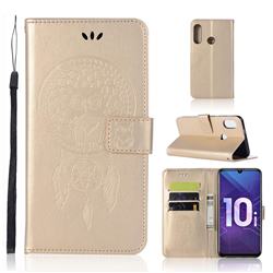 Intricate Embossing Owl Campanula Leather Wallet Case for Huawei Honor 10i - Champagne