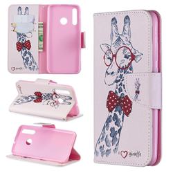 Glasses Giraffe Leather Wallet Case for Huawei Honor 10i