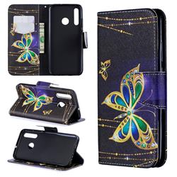 Golden Shining Butterfly Leather Wallet Case for Huawei Honor 10i