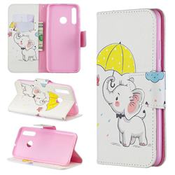 Umbrella Elephant Leather Wallet Case for Huawei Honor 10i