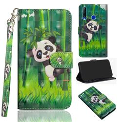 Climbing Bamboo Panda 3D Painted Leather Wallet Case for Huawei Honor 10i