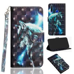 Snow Wolf 3D Painted Leather Wallet Case for Huawei Honor 10i