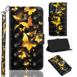 Golden Butterfly 3D Painted Leather Wallet Case for Huawei Honor 10i