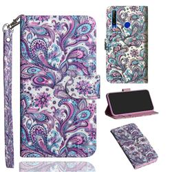 Swirl Flower 3D Painted Leather Wallet Case for Huawei Honor 10i