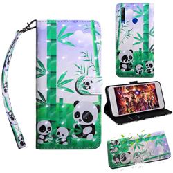 Eating Bamboo Pandas 3D Painted Leather Wallet Case for Huawei Honor 10i