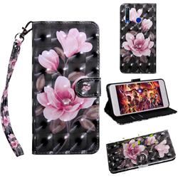 Black Powder Flower 3D Painted Leather Wallet Case for Huawei Honor 10i