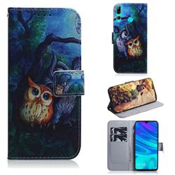 Oil Painting Owl PU Leather Wallet Case for Huawei Honor 10i