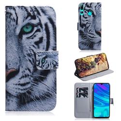 White Tiger PU Leather Wallet Case for Huawei Honor 10i