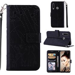 Embossing Fireworks Elephant Leather Wallet Case for Huawei Honor 10i - Black